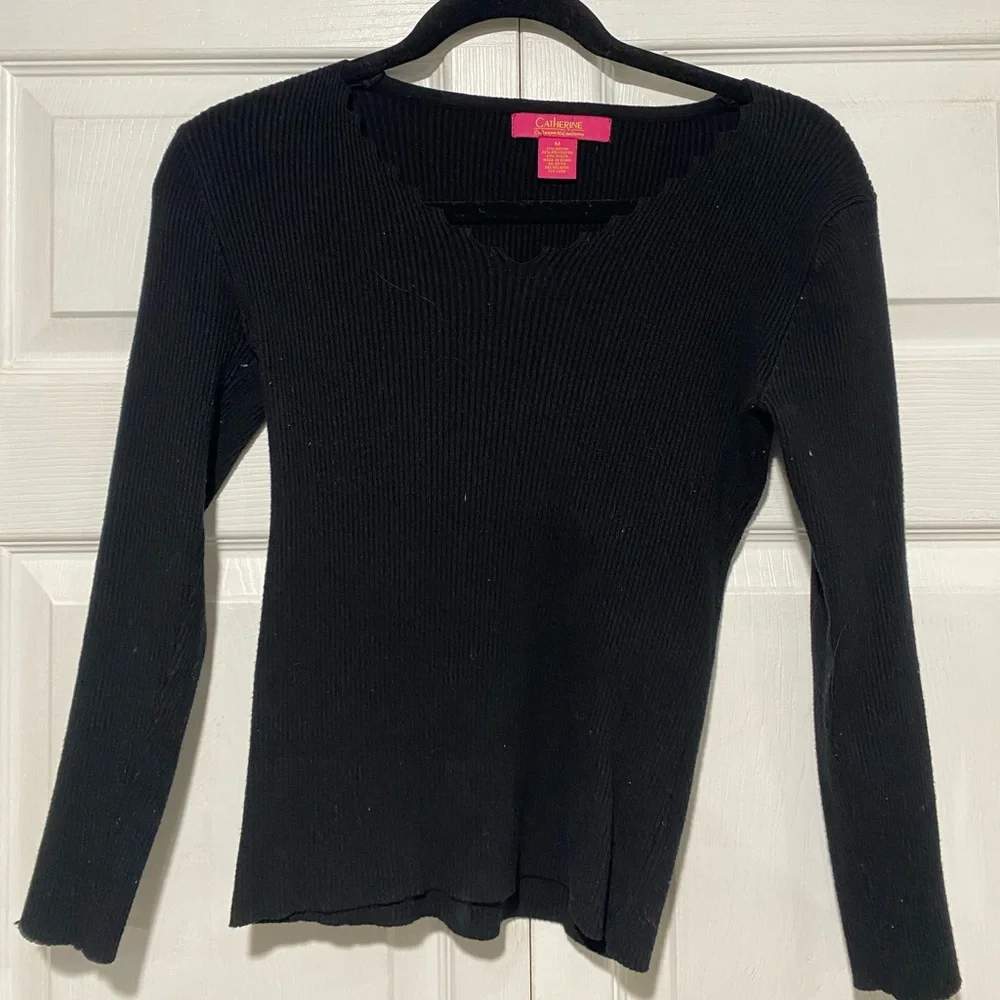 Catherine Malandrino Black Ribbed Top - Picture 1 of 2